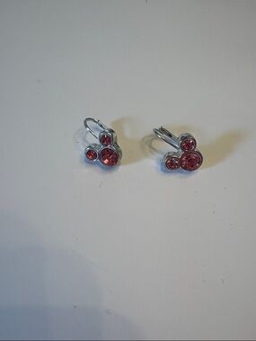 Disney Pink Crystal Mickey Hoop Earrings